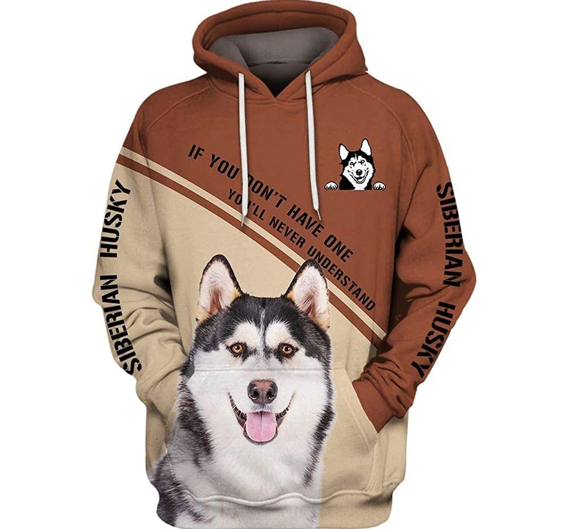 Cute Husky Lightweight Premium Sportwear Up - 3D Printed Pullover Hoodie