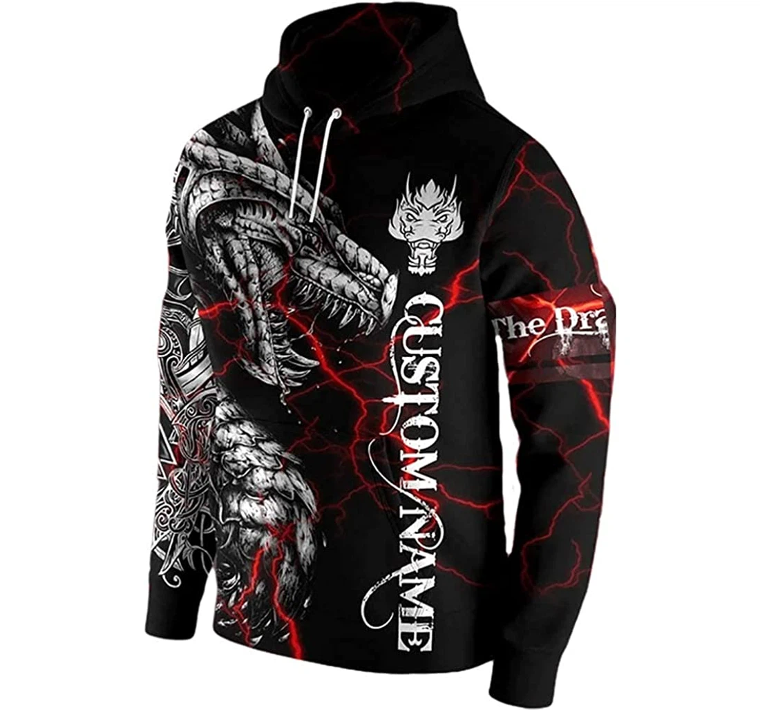 Personalized Name Dragon Vikings Lightweight Premium Sportwear Up - 3D Printed Pullover Hoodie