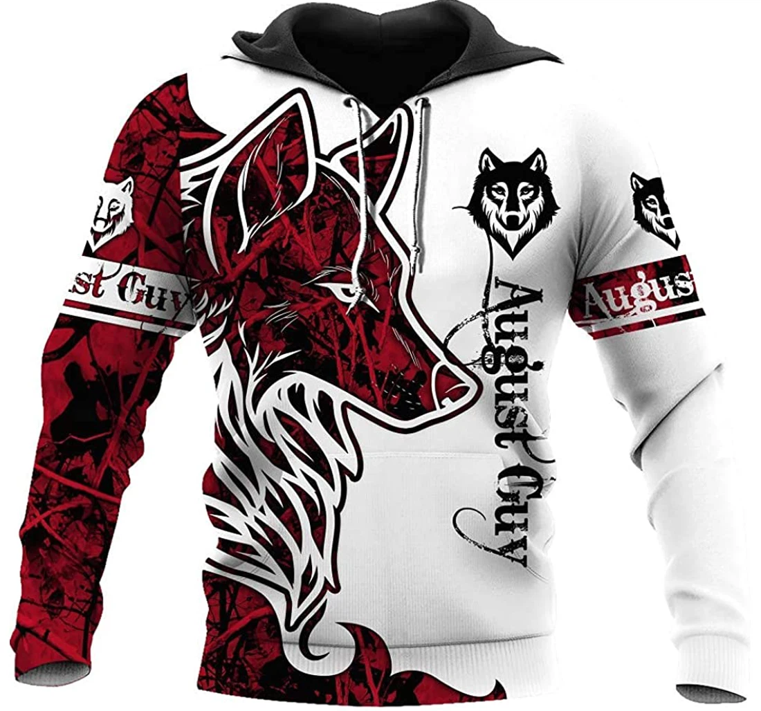 August Wolf Lightweight Premium Sportwear Up - 3D Printed Pullover Hoodie