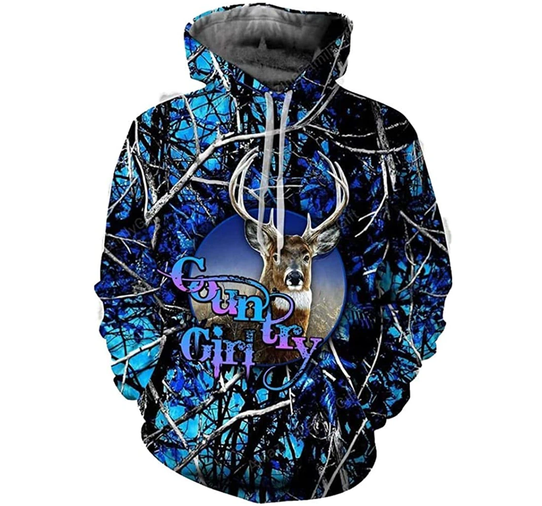 Blue Forest Country Girl Lightweight Premium Sportwear Up - 3D Printed Pullover Hoodie