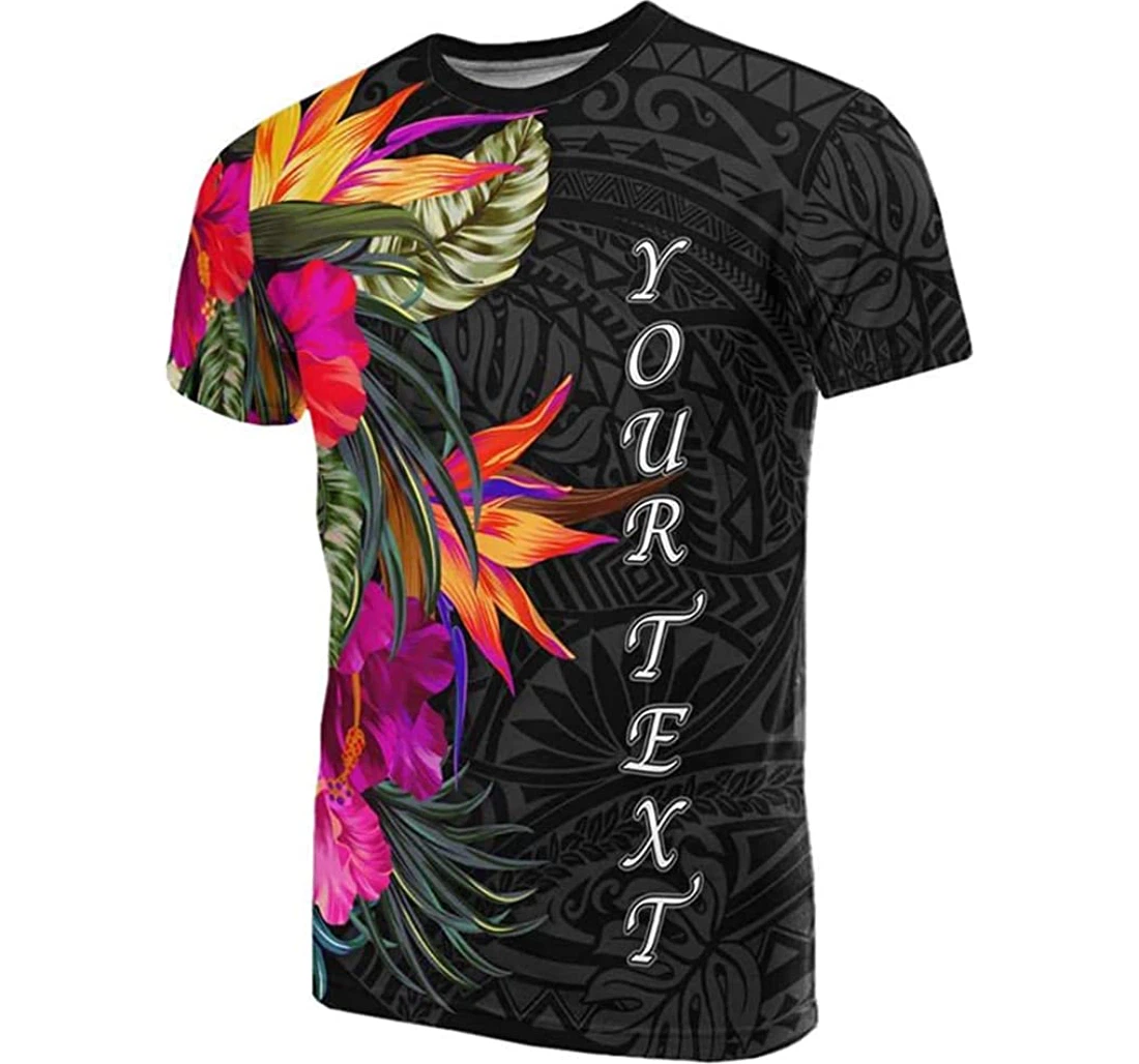 Personalized Name Polynesian Hibiscus Pattern Lightweight Premium Sportwear Up - 3D Printed T-shirt