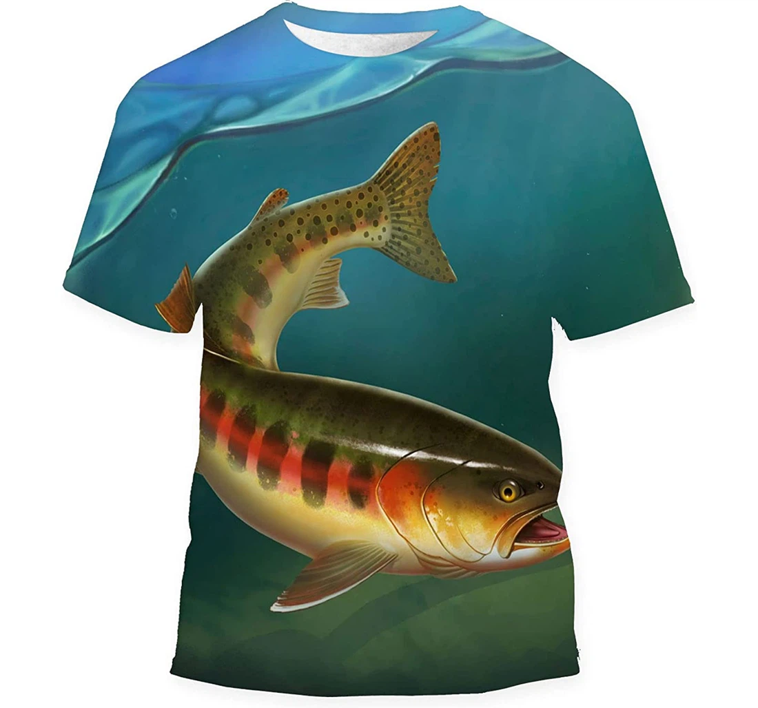 Rainbow Trout Fish On White Background Gift Birthday Holiday - 3D Printed T-shirt