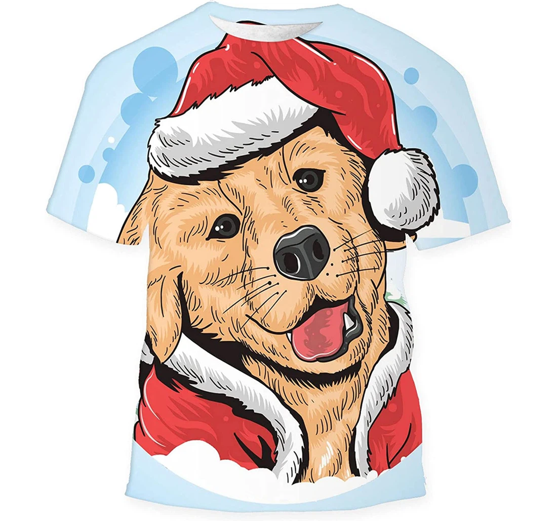 Christmas Dog Santa Claus Animal Gift Birthday Holiday - 3D Printed T-shirt