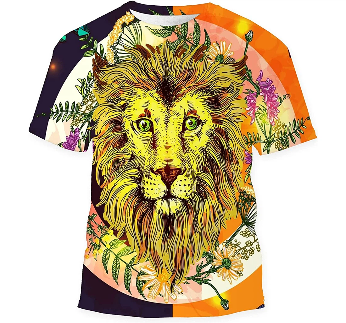 Hand Drawn Sketch Lion Boho Gift Birthday Holiday - 3D Printed T-shirt