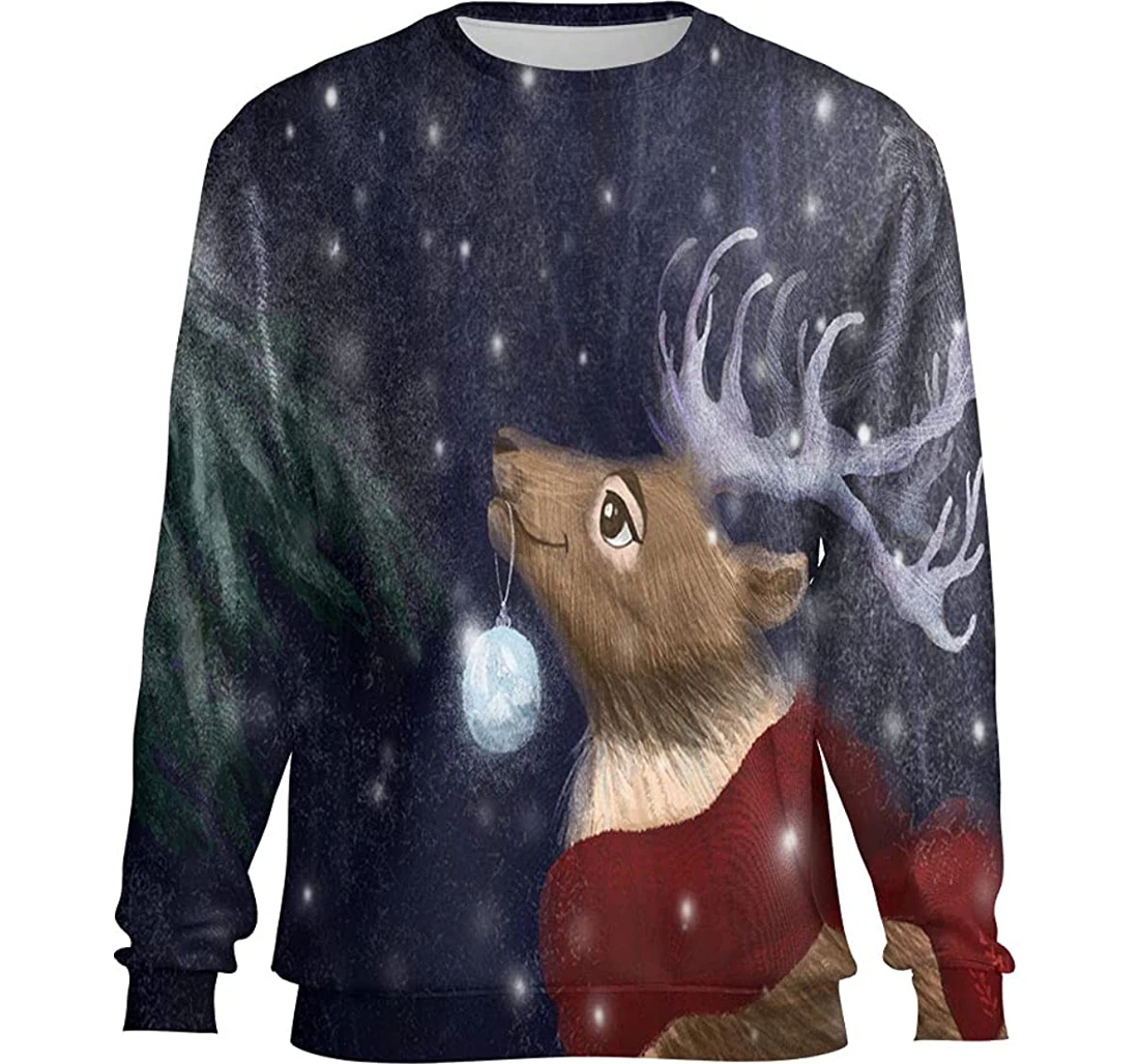 Magic Deer Forest Decorating Christmas Tree Pattern Realistic Gift Birthday Holiday - 3D Printed T-shirt