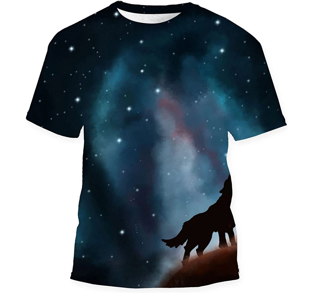 Galactic Stars Night Wolves Gift Birthday Holiday - 3D Printed T-shirt