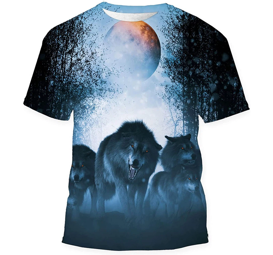 Pack Red Moongroup Ferocious Wolf Forestd Gift Birthday Holiday - 3D Printed T-shirt