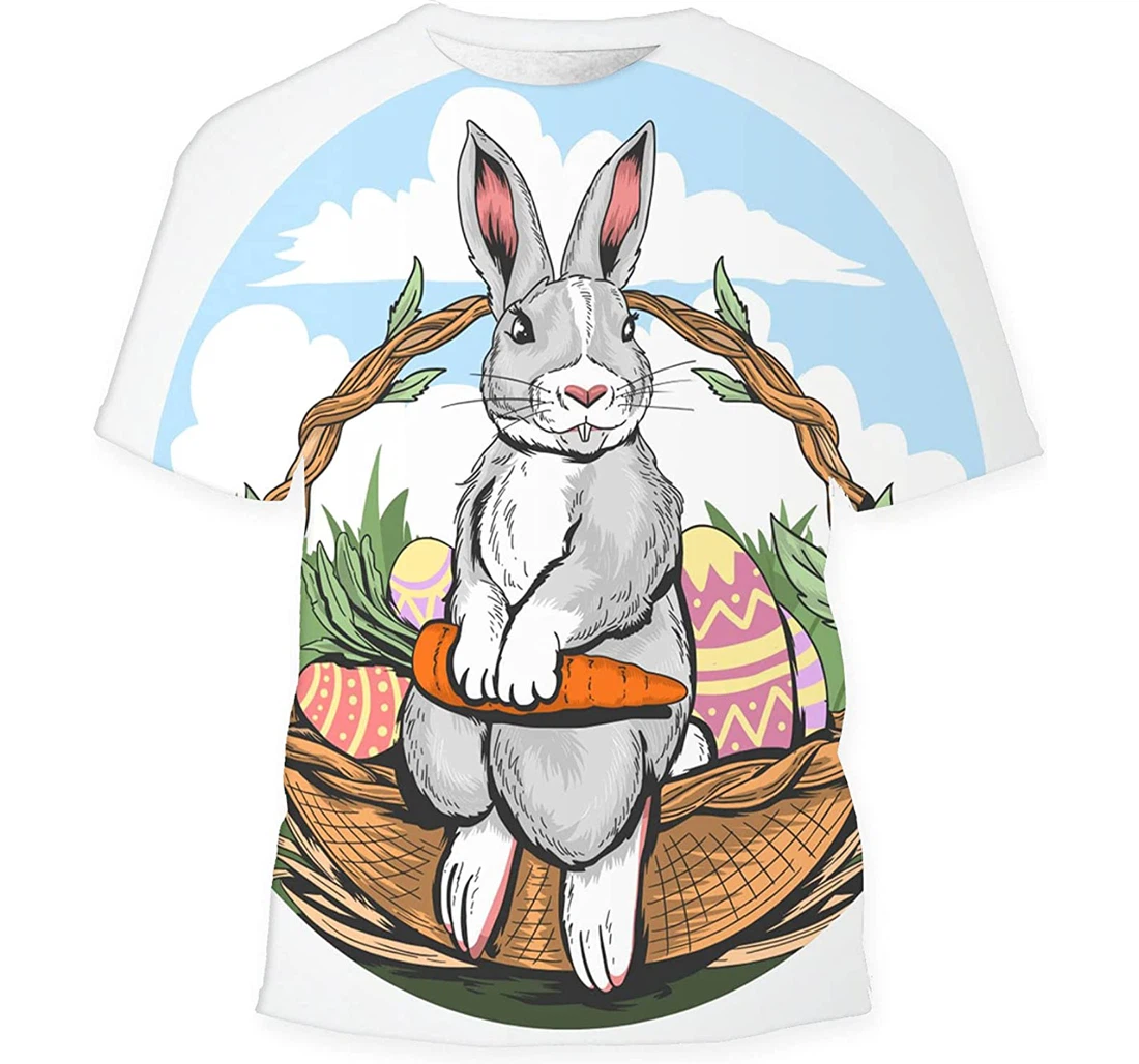 Rabbit Sits While Holding Carrot Gift Birthday Holiday - 3D Printed T-shirt