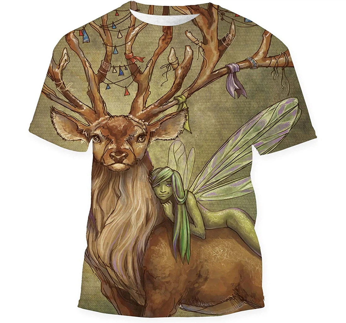 Deer Fairy Gift Birthday Holiday - 3D Printed T-shirt