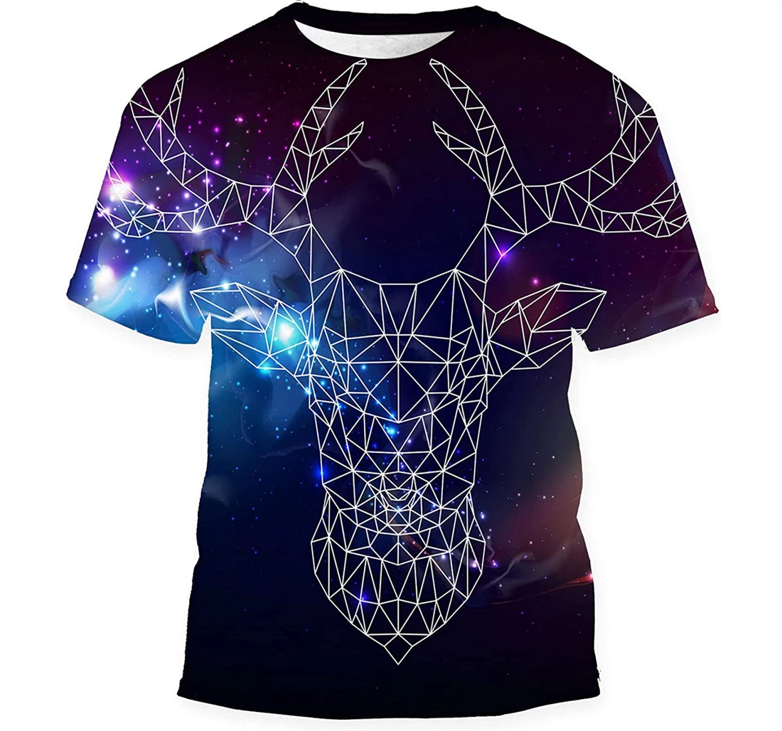 Abstract Polygonal Tirangle Animal Deer On 4 Gift Holiday - 3D Printed T-shirt