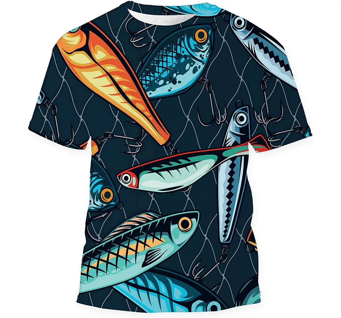 Colorful Fishing Lures Vintage Gift Birthday Holiday - 3D Printed T-shirt