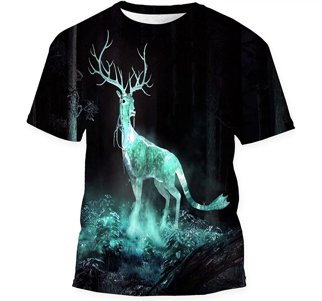 Night Scenery Glowing Deer Gift Birthday Holiday - 3D Printed T-shirt