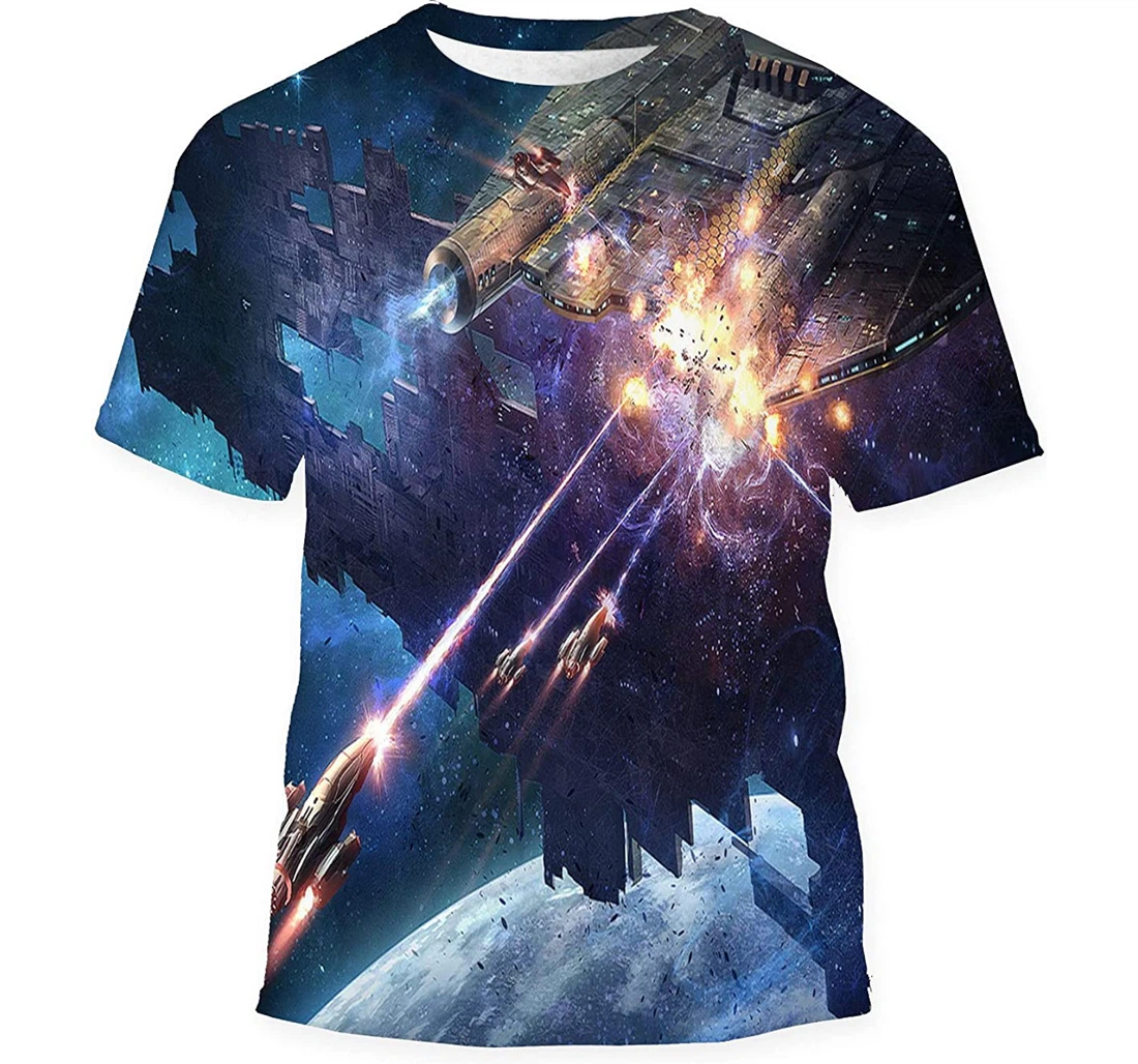 Spacecrafts Fight Mother Ship Gift Birthday Holiday - 3D Printed T-shirt