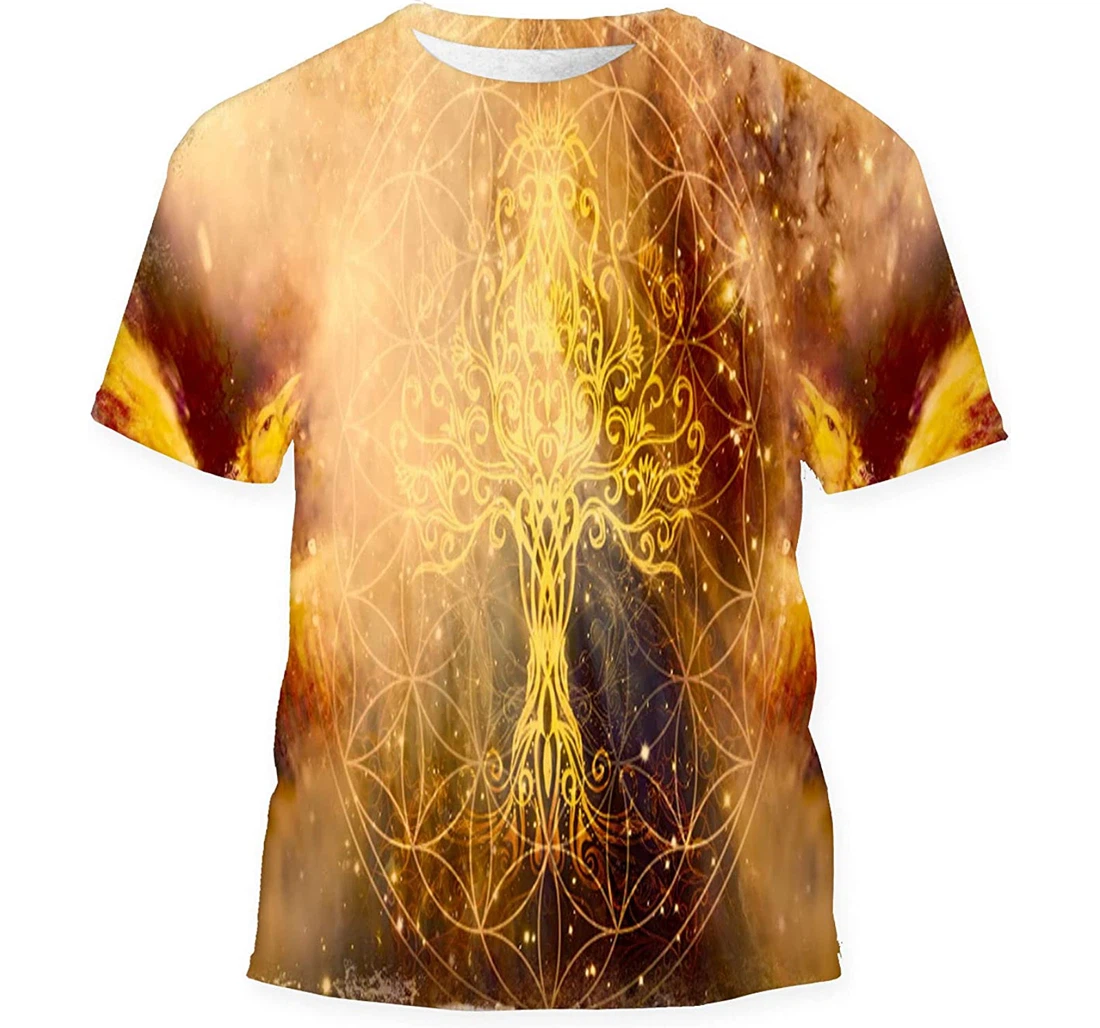 Pair Phoenix Tree Life Sacred Geometry Gift Birthday Holiday - 3D Printed T-shirt