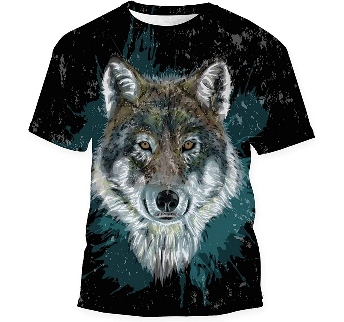 Realistic Vector Wolf Grunge Art Gift Birthday Holiday - 3D Printed T-shirt