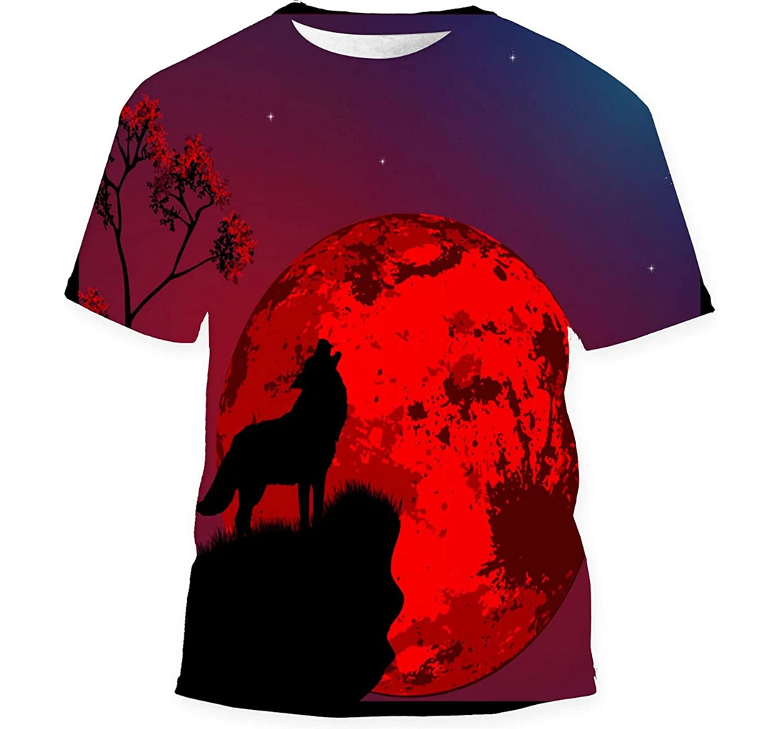Howling Wolf On Cliff Gift Birthday Holiday - 3D Printed T-shirt