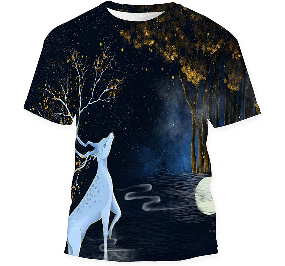 Bronzing Chinese Style Fantasy Forest Deer Gift Birthday Holiday - 3D Printed T-shirt