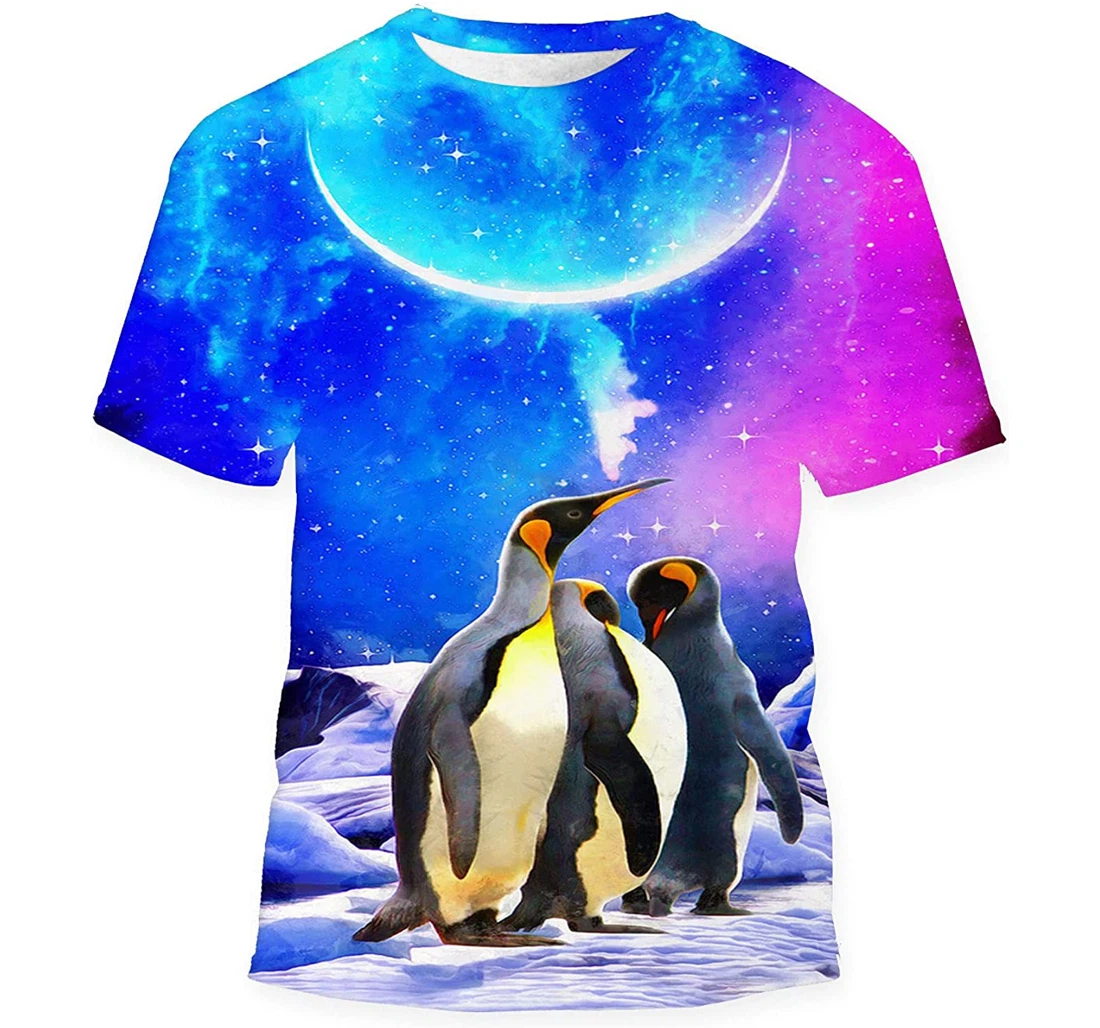 Beautiful Penguin Family Pole Snow Colorful Gift Holiday - 3D Printed T-shirt