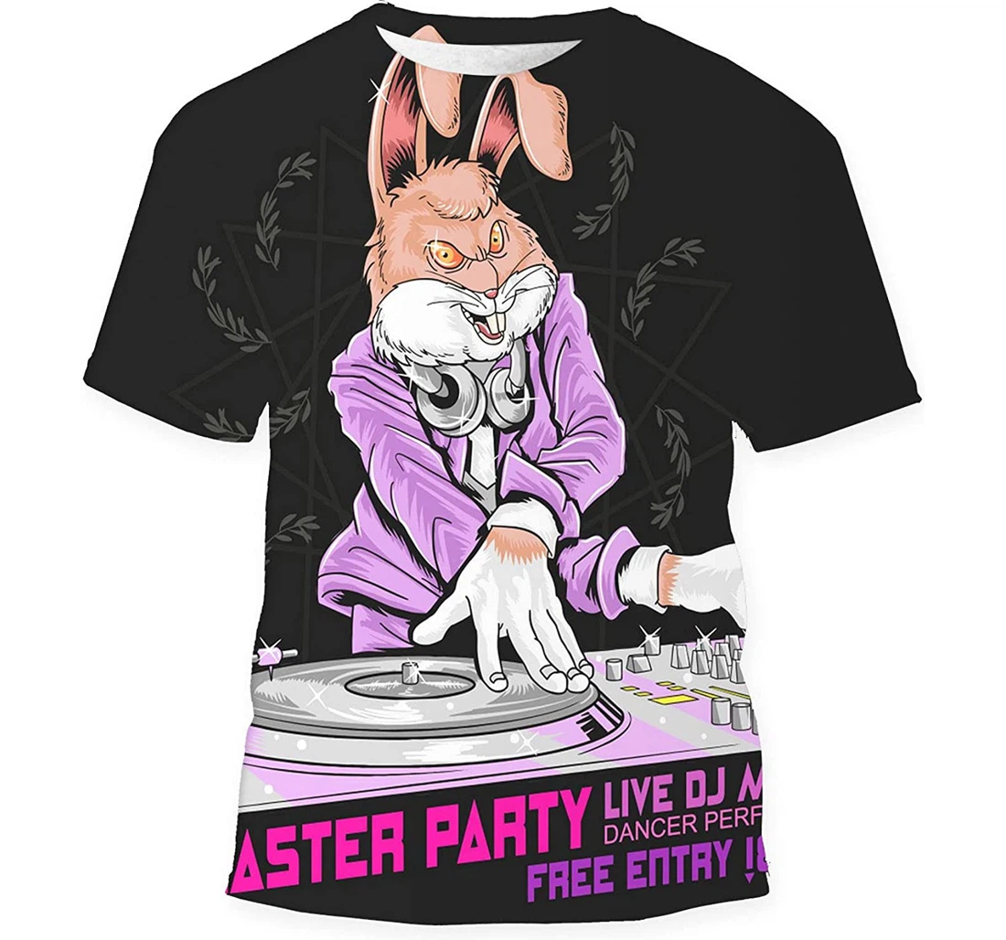 Easter Dj Rabbit Party Gift Birthday Holiday - 3D Printed T-shirt