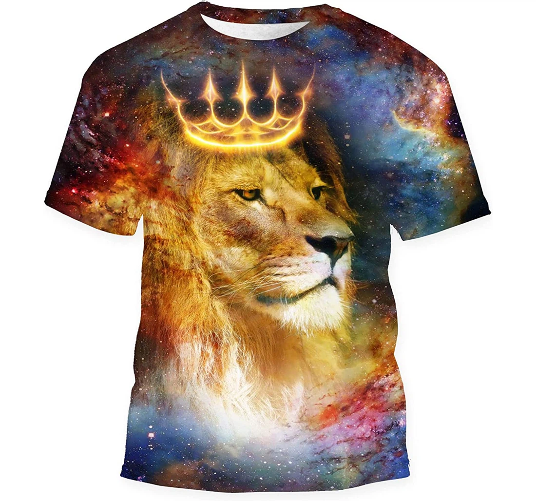 Lion King Cosmic Space On Background Gift Birthday Holiday - 3D Printed T-shirt