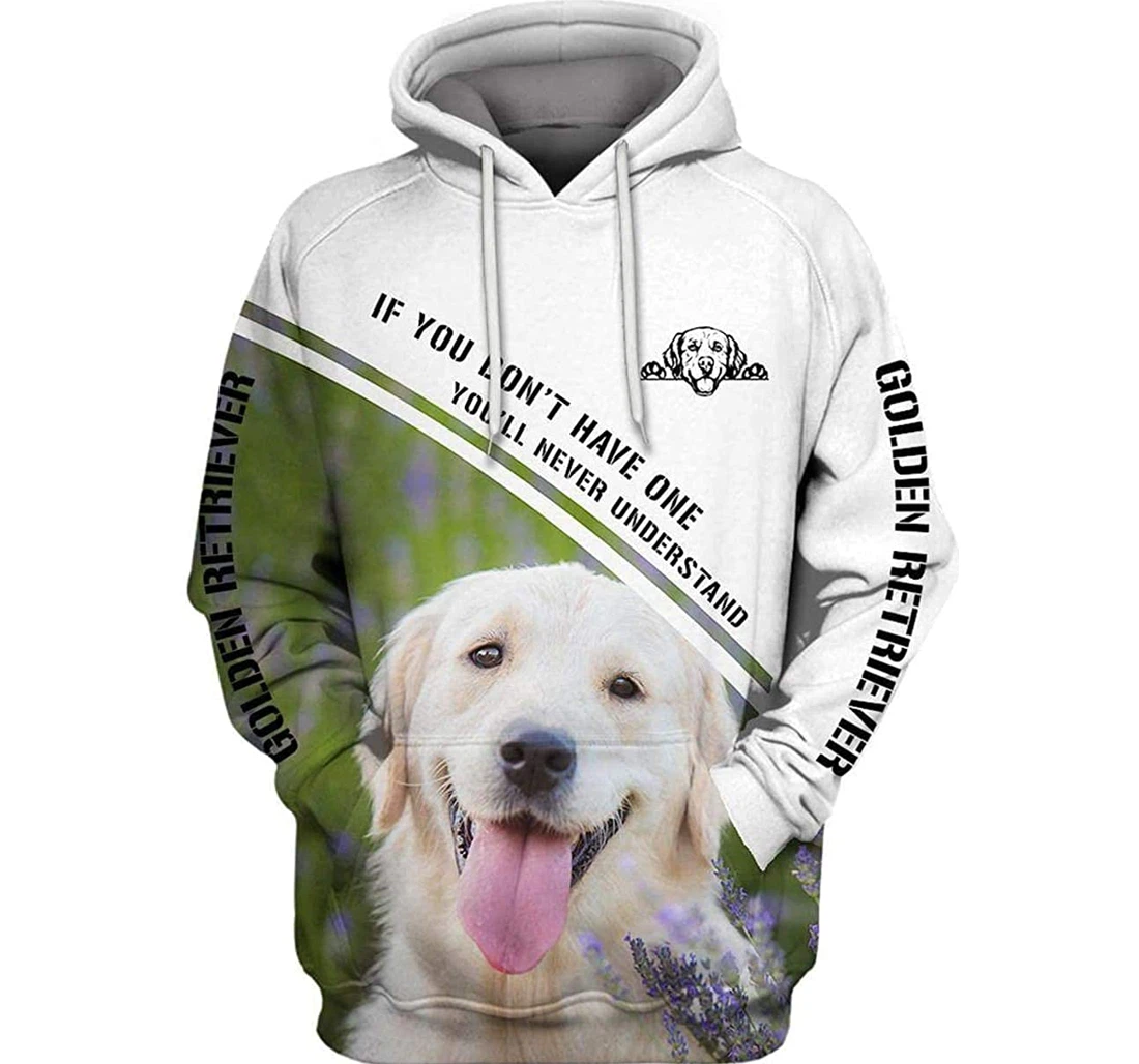 Golden Retriever In Green Lightweight Premium Sportwear Up - 3D Printed Pullover Hoodie