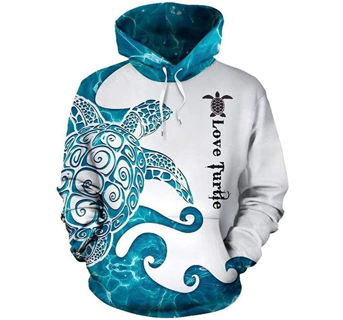 Turtle Blue Water Lightweight Premium Sportwear Up - 3D Printed Pullover Hoodie