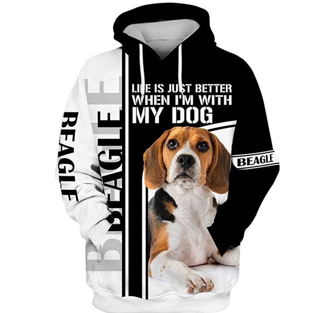 Love Beautiful Beagle Lightweight Premium Sportwear Up - 3D Printed Pullover Hoodie