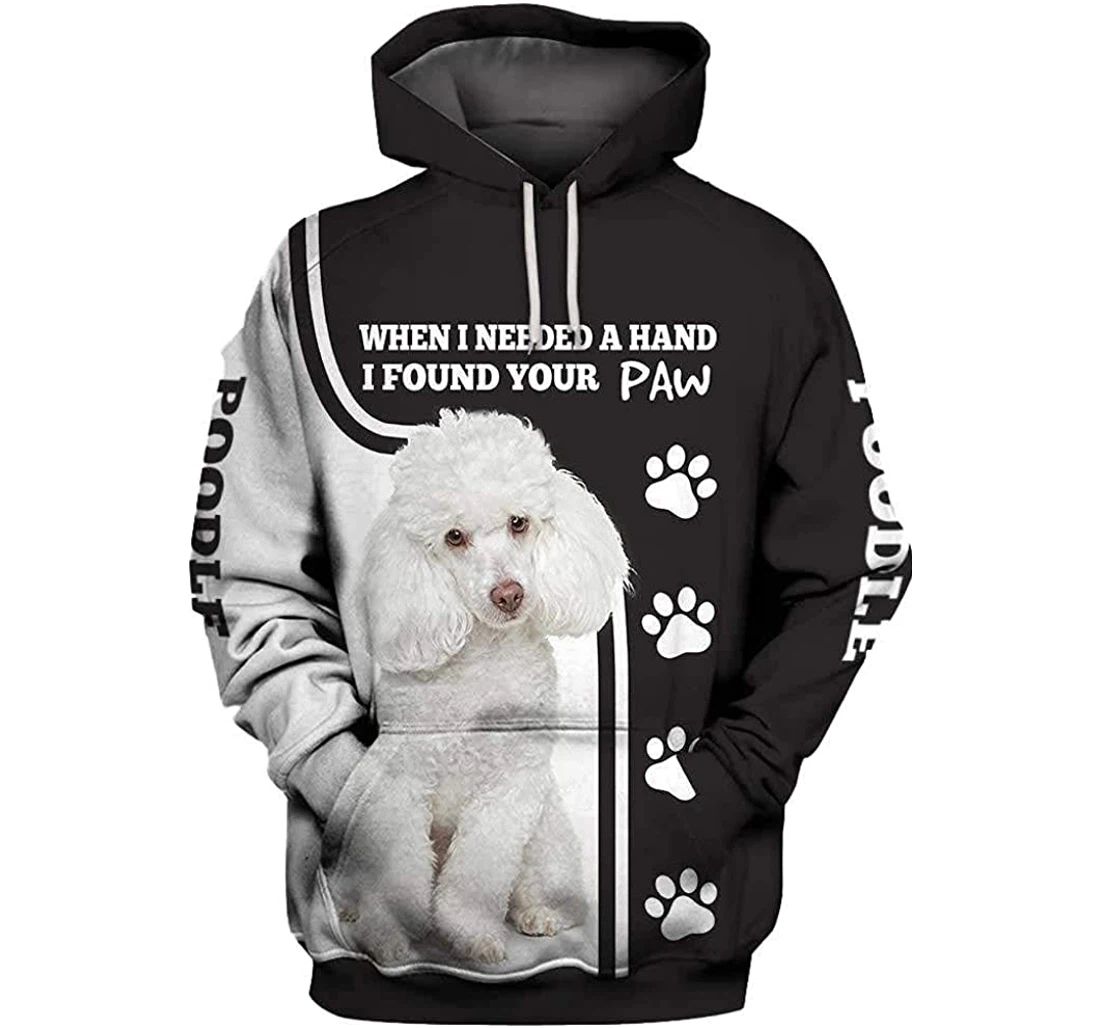 Cute White Poodle Lovers Lightweight Premium Sportwear Up - 3D Printed Pullover Hoodie