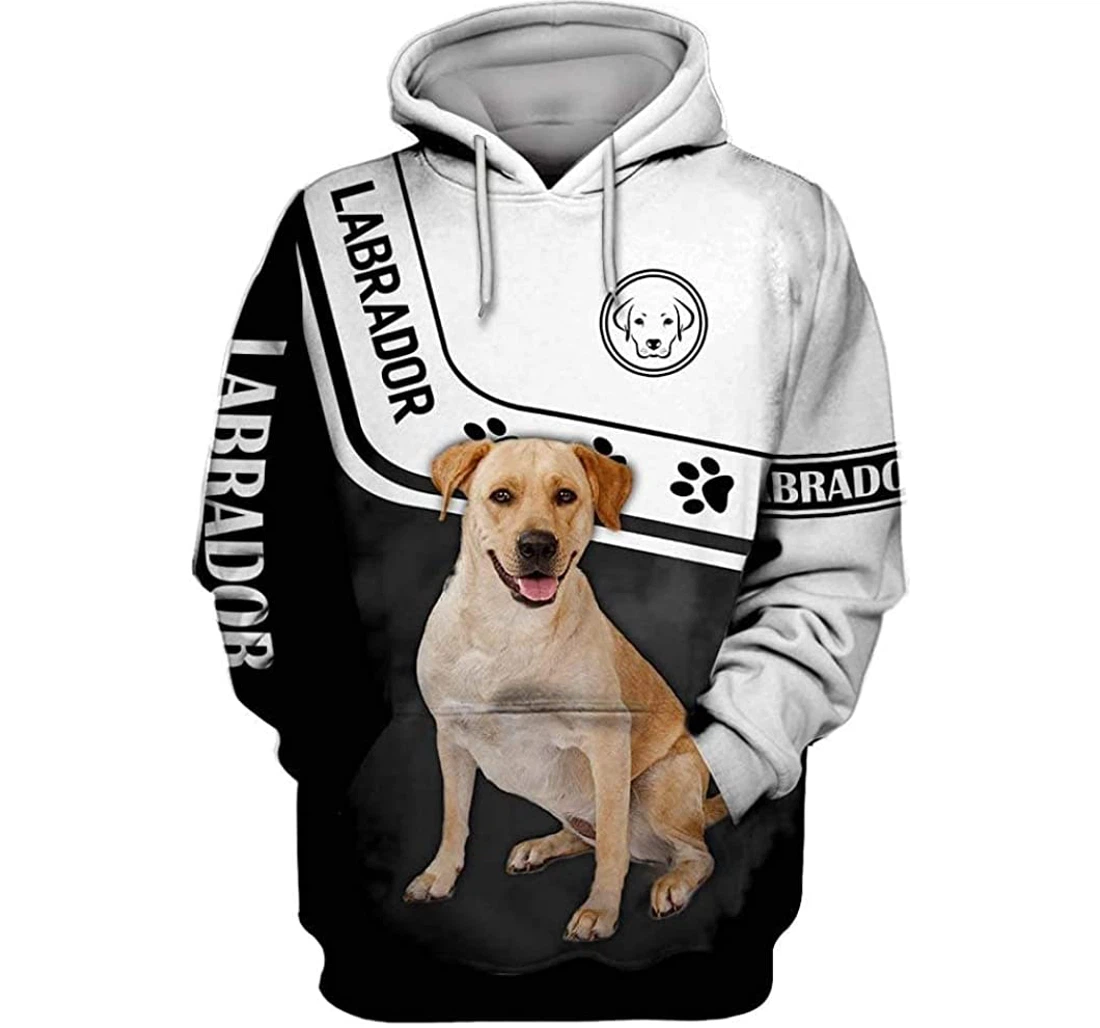 Yellow Labrador In Lightweight Premium Sportwear Up - 3D Printed Pullover Hoodie