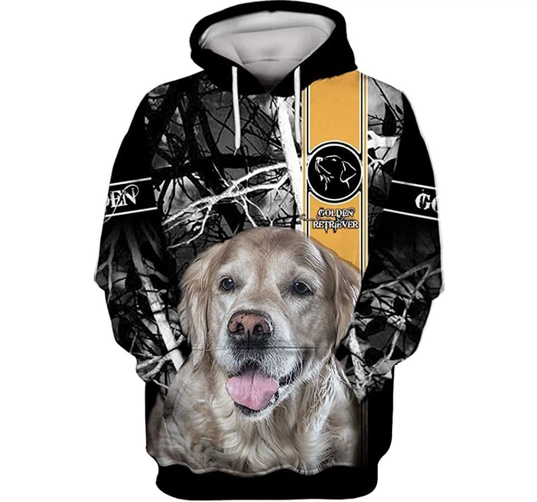 Golden Retriever In Dark Forest Lightweight Premium Sportwear Up - 3D Printed Pullover Hoodie