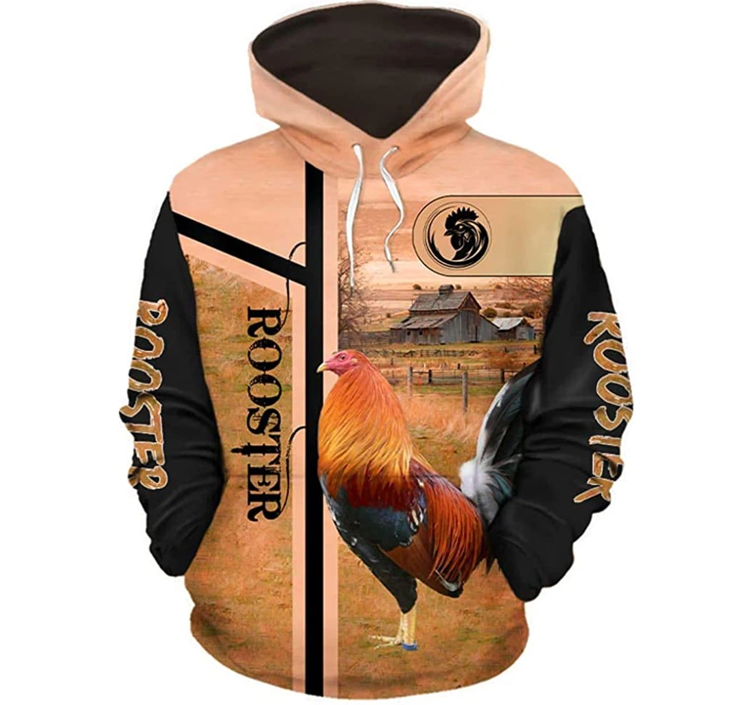 Rooster Sunset Lightweight Premium Sportwear Up - 3D Printed Pullover Hoodie