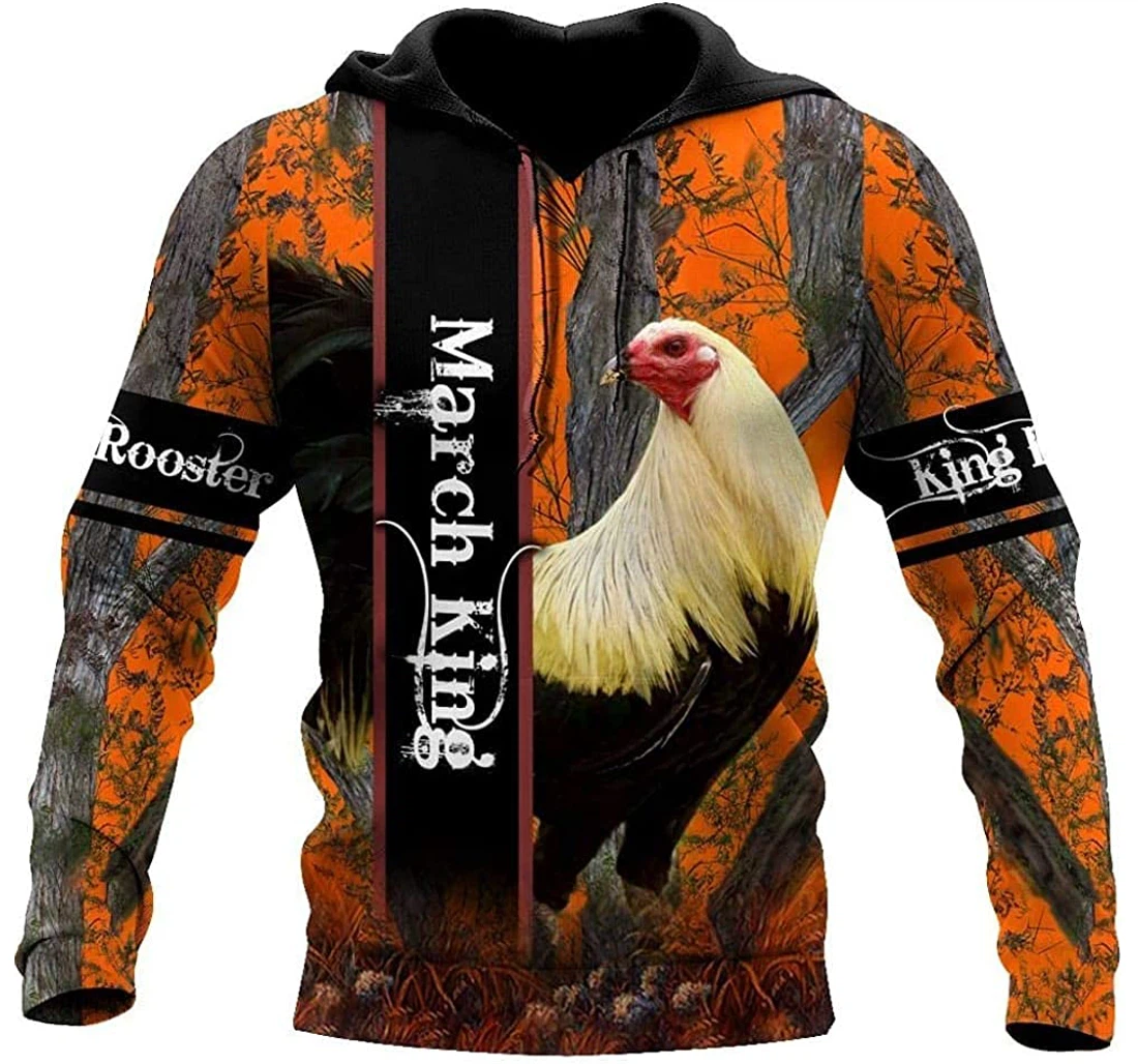 Premium March Rooster Lightweight Premium Sportwear Up - 3D Printed Pullover Hoodie