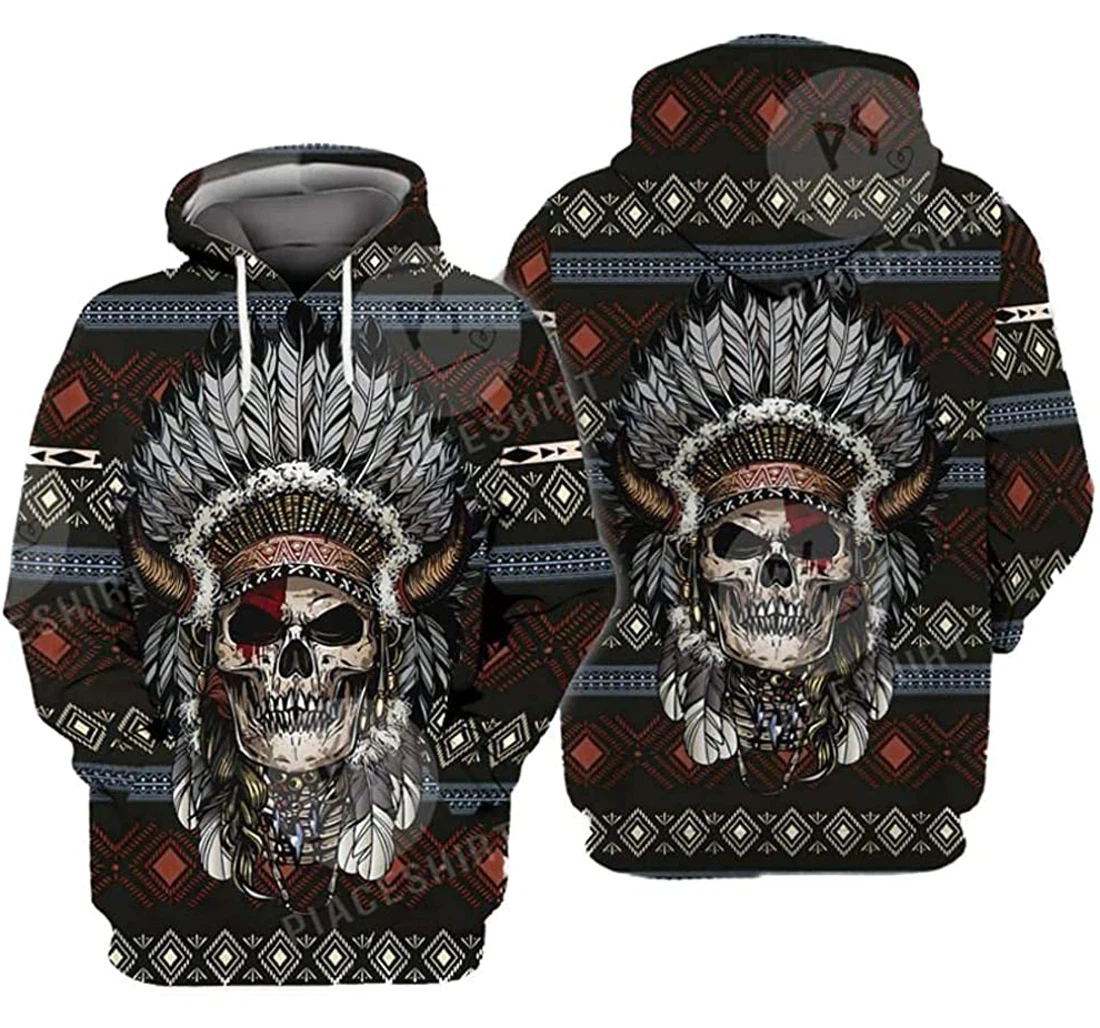 Native Skull Pattern Colorful Lightweight Premium Sportwear Up - 3D Printed Pullover Hoodie