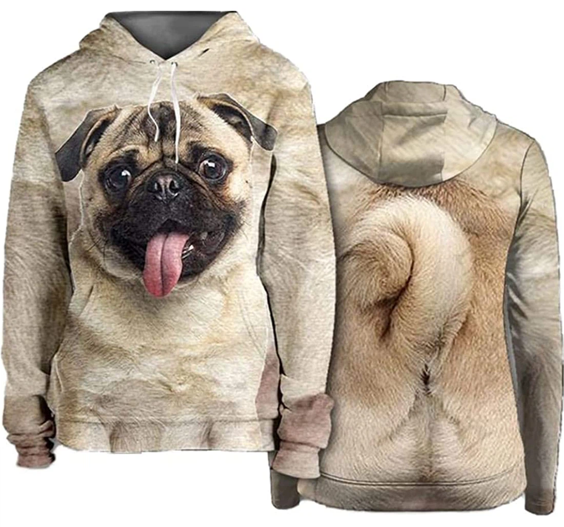 Pug Lovers Lightweight Premium Sportwear Up - 3D Printed Pullover Hoodie