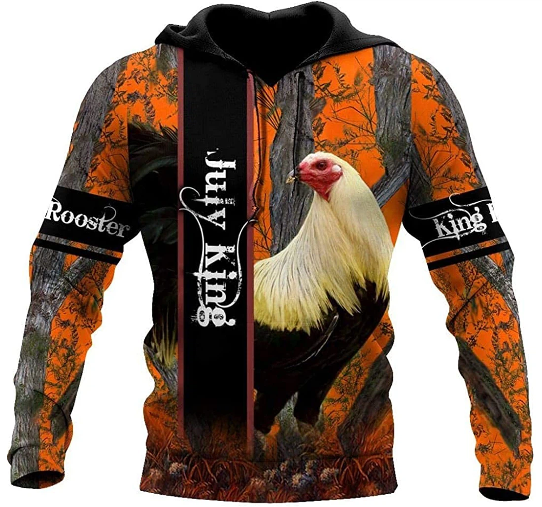 Premium July Rooster Lightweight Premium Sportwear Up - 3D Printed Pullover Hoodie