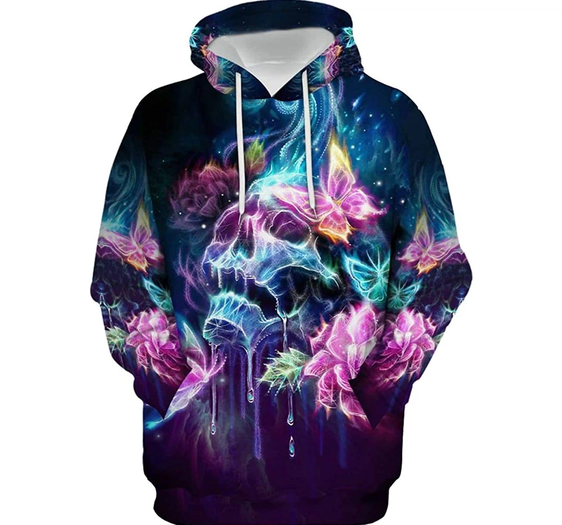 Sugar Skull Art Colorful Lightweight Premium Sportwear Up - 3D Printed Pullover Hoodie
