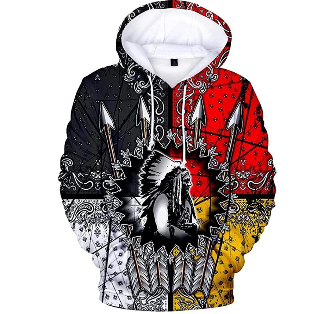 Colorful Native American Chief Lightweight Premium Sportwear Up - 3D Printed Pullover Hoodie