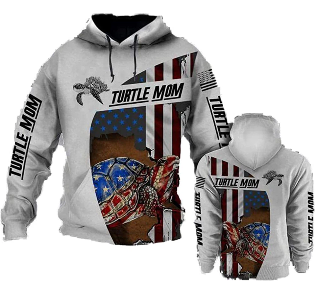 Turtle Usa Flag Lightweight Premium Sportwear Up - 3D Printed Pullover Hoodie