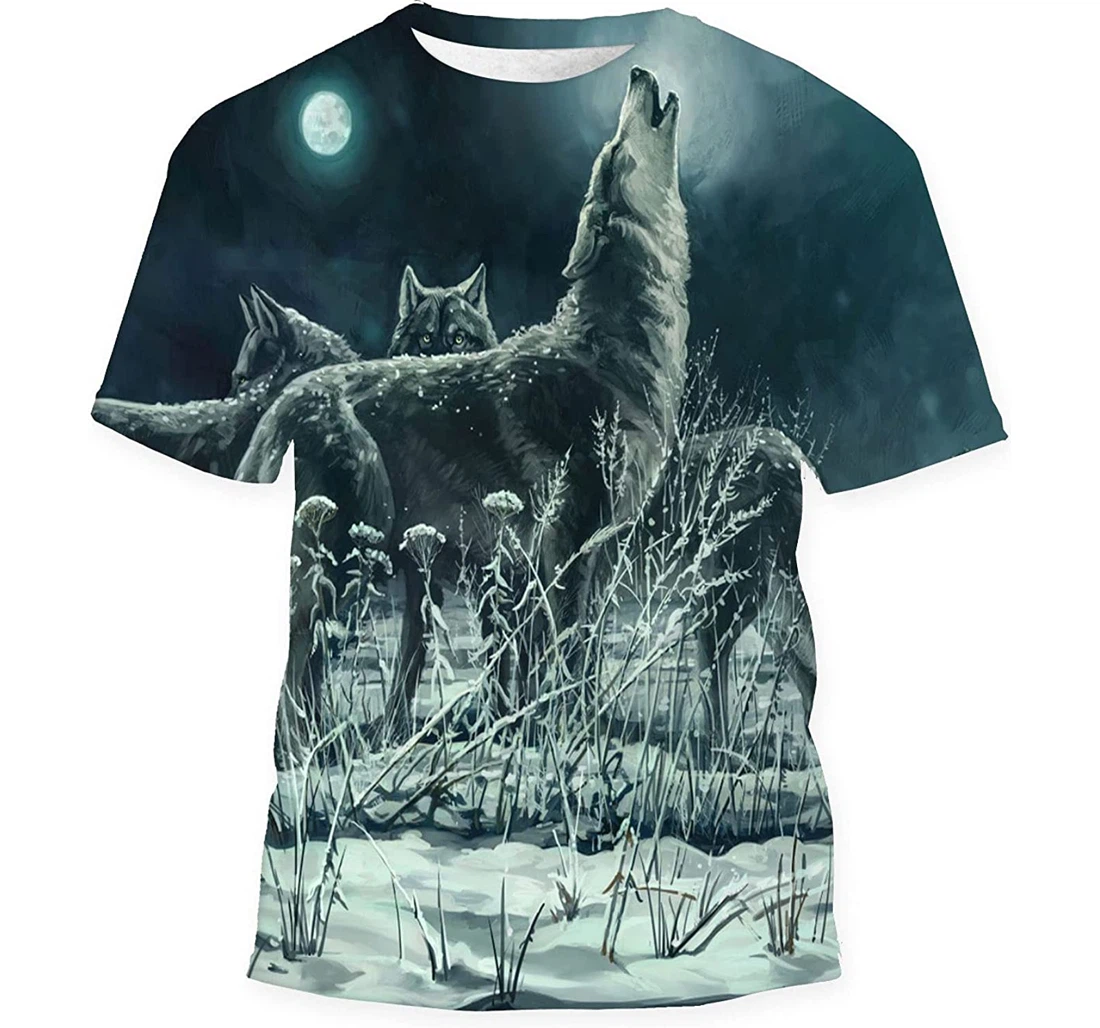 Flock Wolves Night Leader Howls Moon Gift Birthday Holiday - 3D Printed T-shirt