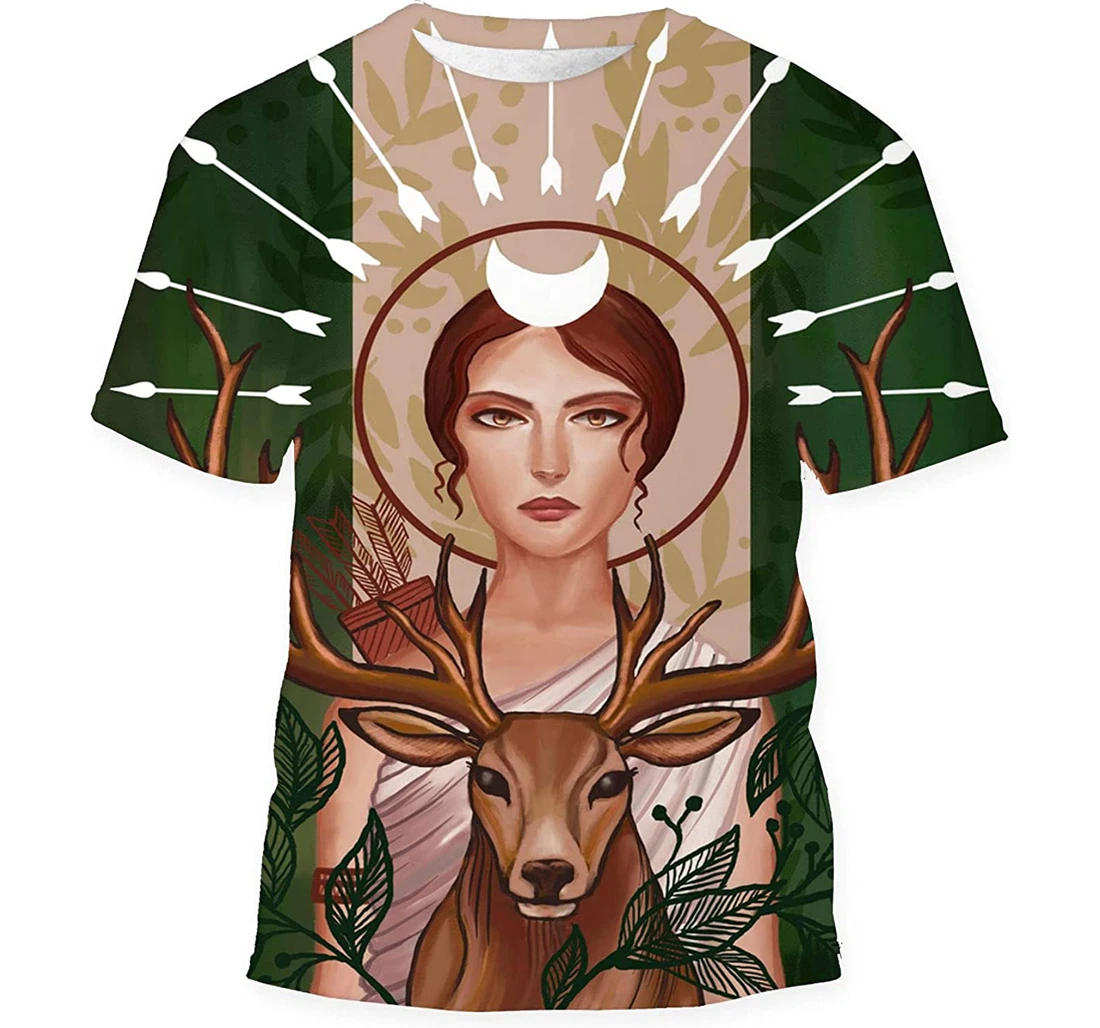 Portrait Goddess Artemis Next Her Deer Gift Birthday Holiday - 3D Printed T-shirt