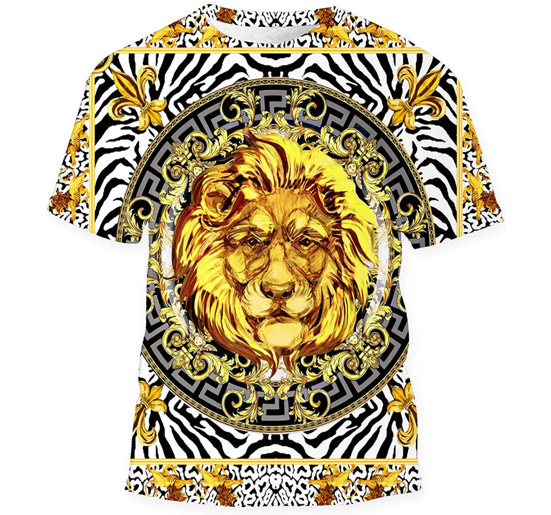 Golden Baroque Lion Head Scarf Gift Birthday Holiday - 3D Printed T-shirt