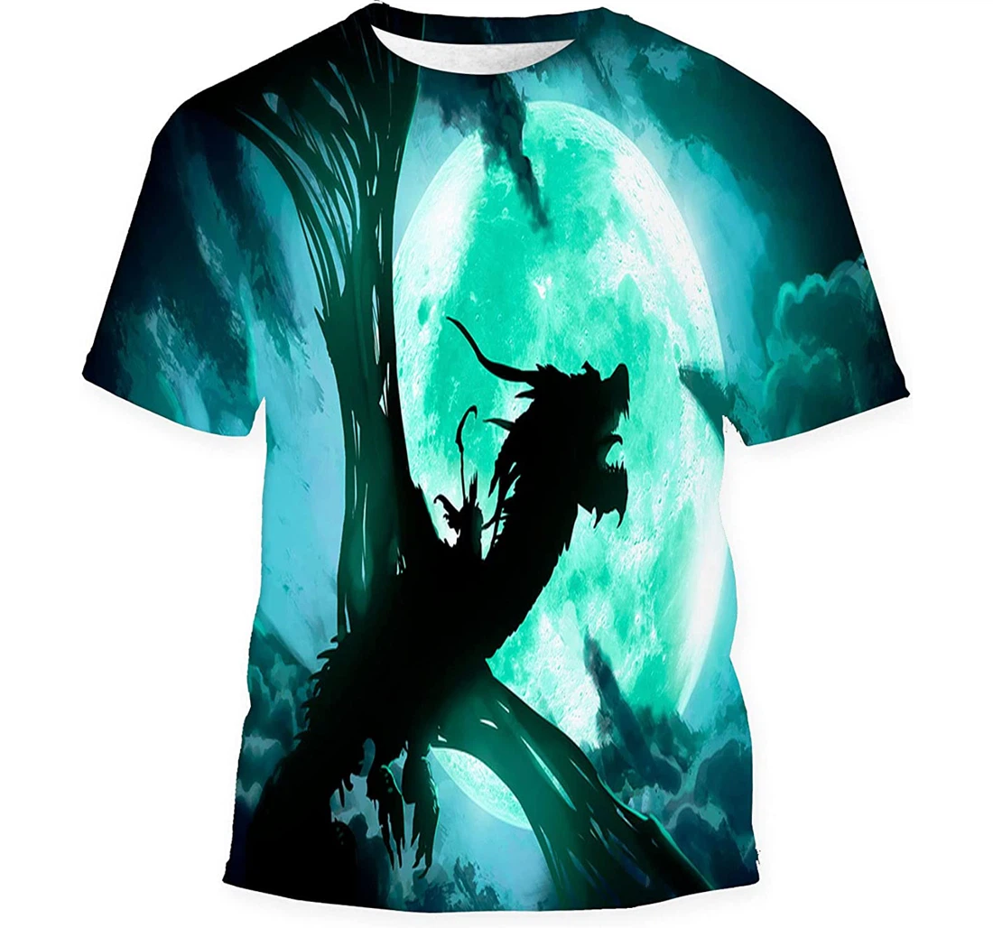 Silhouette Dead Dragon Huge Wings Flying Gift Holiday - 3D Printed T-shirt