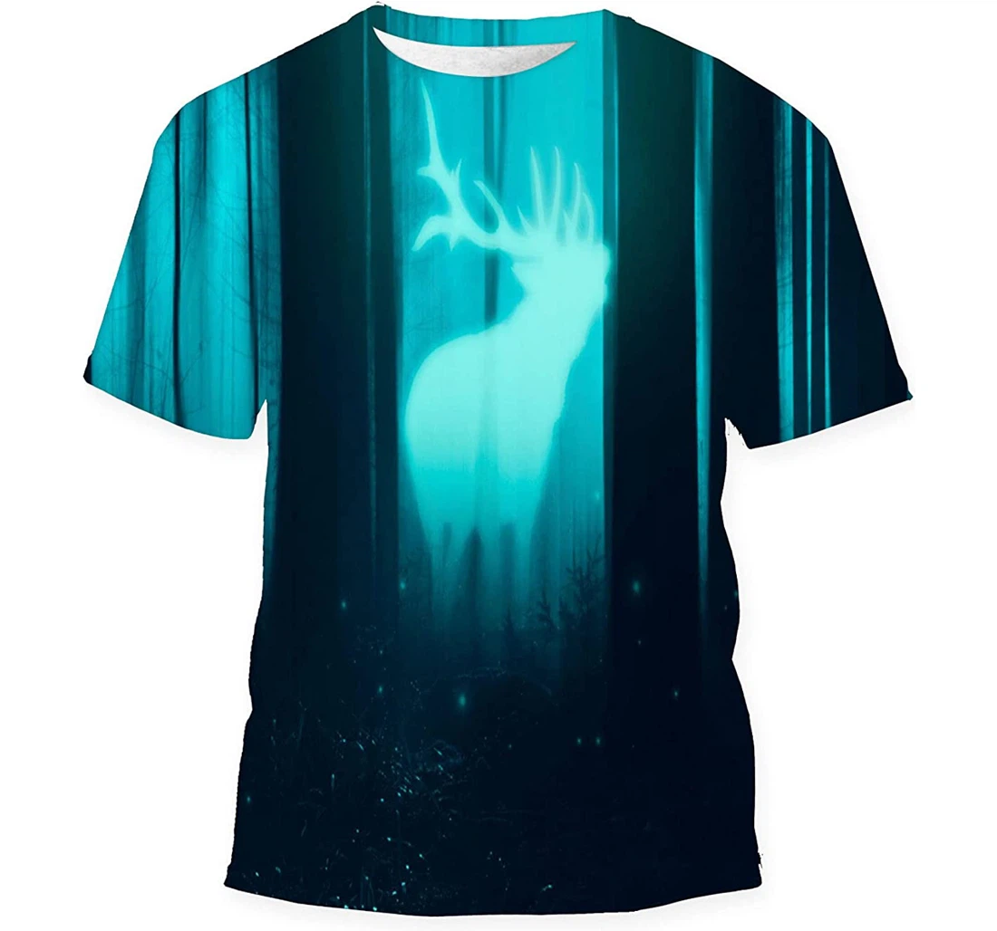 Fantasy Concept Glowing Spirit Deer Appearing Gift Birthday Holiday - 3D Printed T-shirt