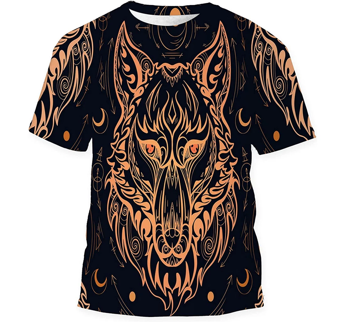 Contour Gold Wolf Head Gift Birthday Holiday - 3D Printed T-shirt