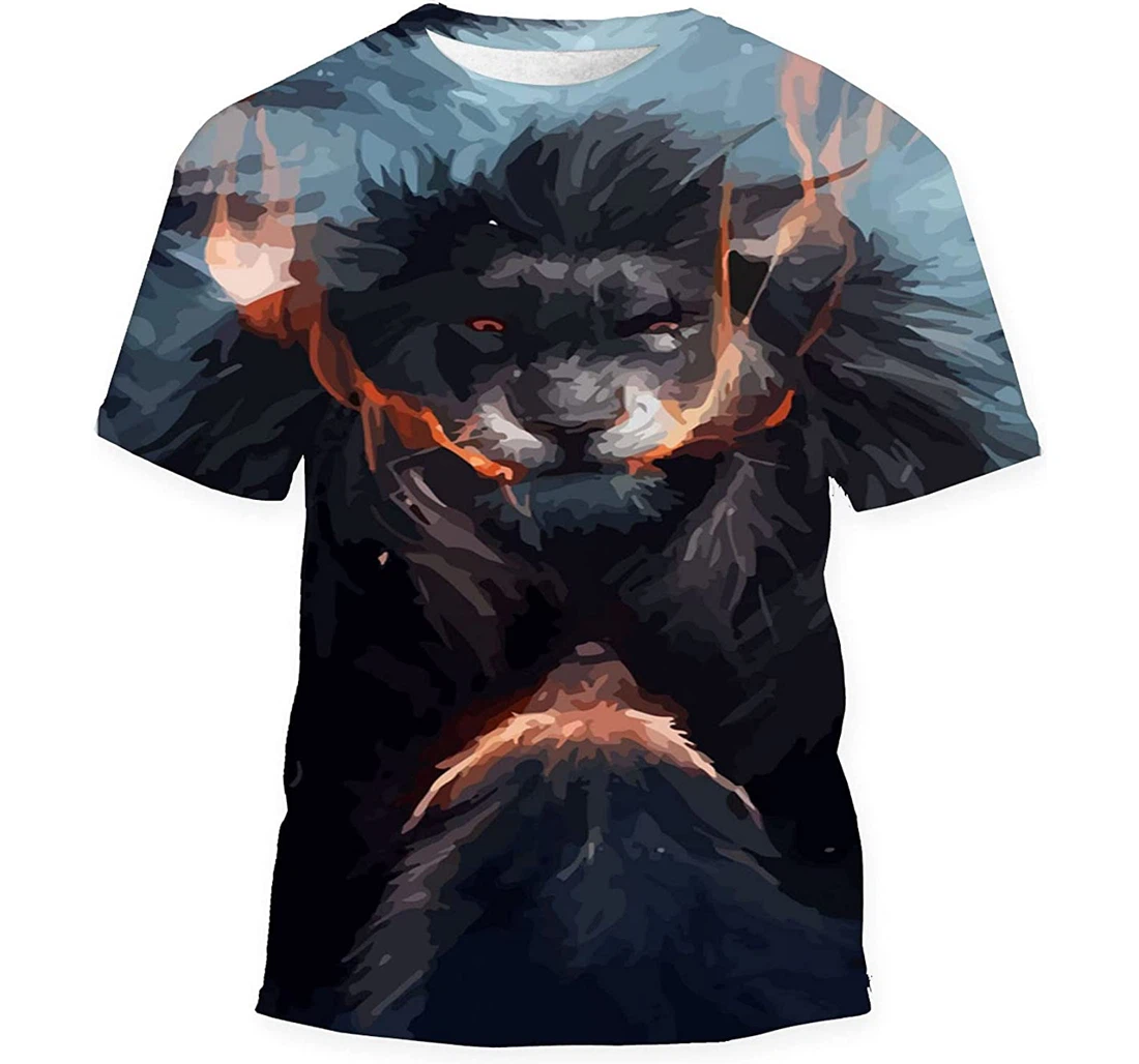 Lion Art Painting Gift Birthday Holiday - 3D Printed T-shirt