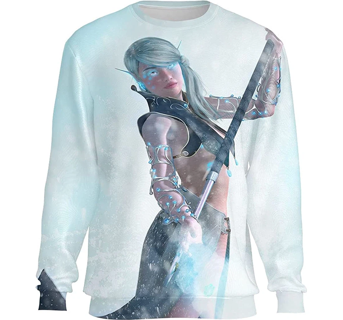 Beautiful Winter Elf Making Ice Magic Pattern Realistic Gift Birthday Holiday - 3D Printed T-shirt