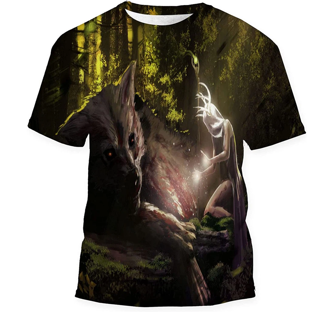 Forest White Druid Girl Heals Terrible Gift Birthday Holiday - 3D Printed T-shirt