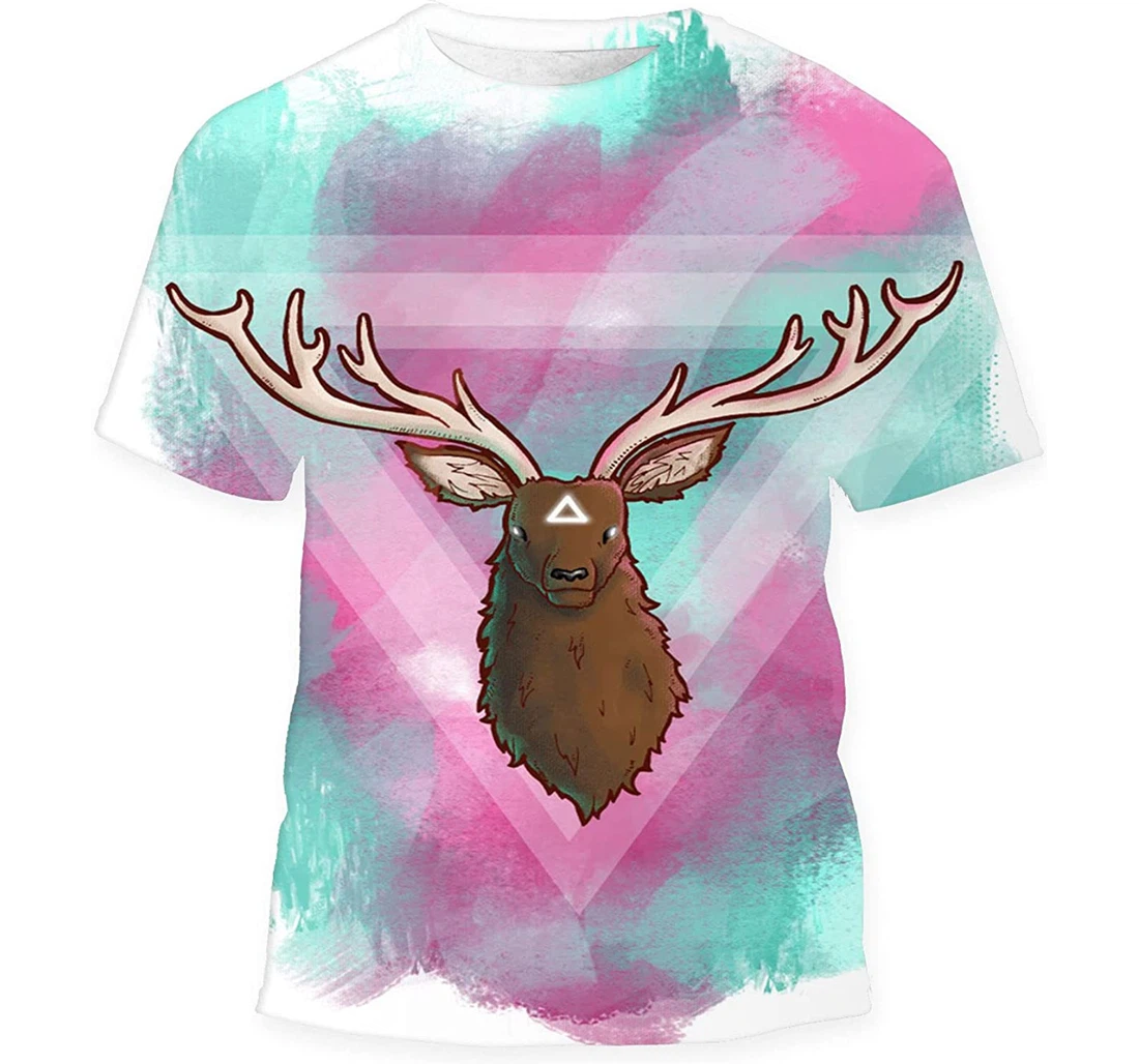 Illuminati Colour Deer Gift Birthday Holiday - 3D Printed T-shirt