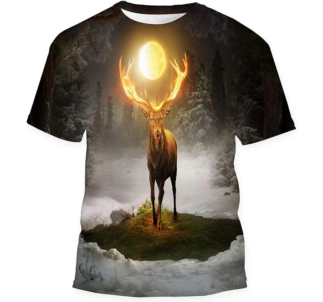 Beautiful Deer Art Forest Gift Birthday Holiday - 3D Printed T-shirt