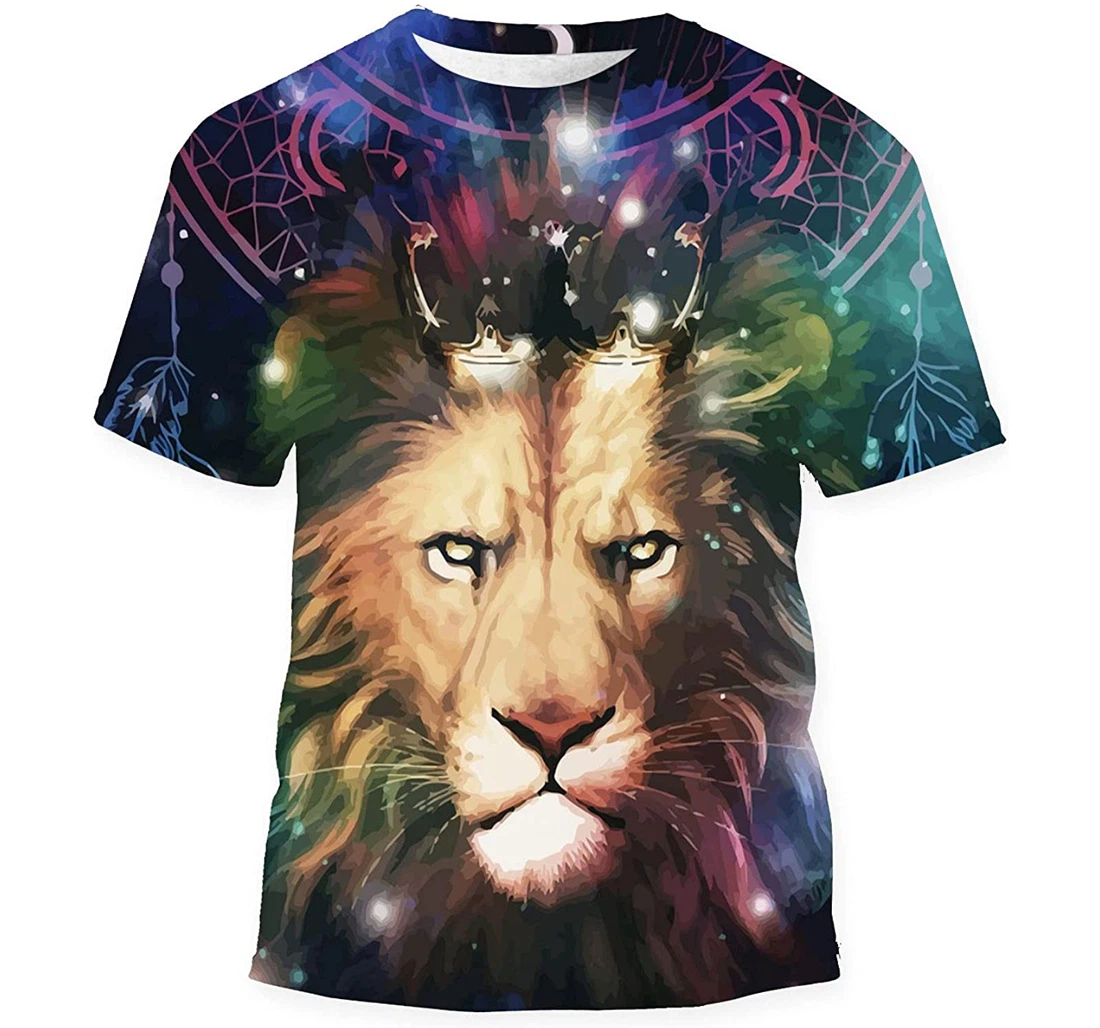 Lion Colourful Background Gift Birthday Holiday - 3D Printed T-shirt